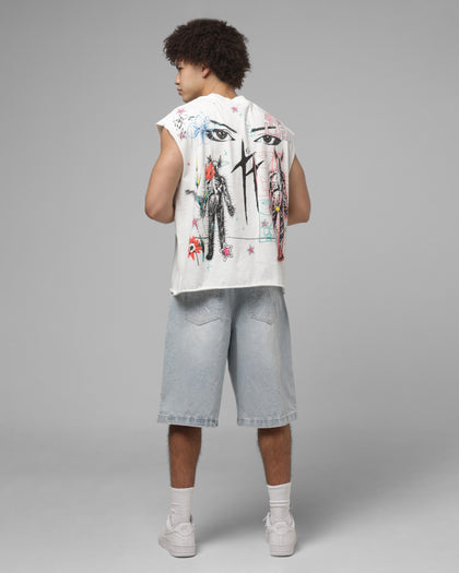 Loiter Hand Drawn Muscle T-Shirt Off White