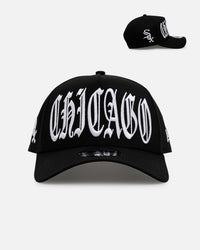 New Era Chicago White Sox 'Oversized Gothic Script Crown' 9FORTY A-Frame Snapback Black/White