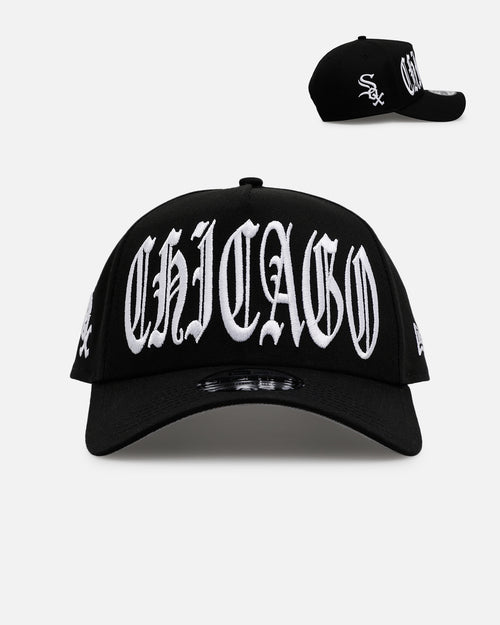 New Era Chicago White Sox 'Oversized Gothic Script Crown' 9FORTY A-Frame Snapback Black/White