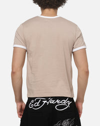 Ed Hardy Flame Skull Ringer T-Shirt Mushroom