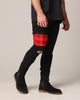 Saint Morta Sideline Distressed Jeans Black/Red Tartan