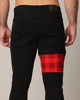 Saint Morta Sideline Distressed Jeans Black/Red Tartan