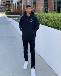 Carré Rugueux Distressed Skinny Jeans Black