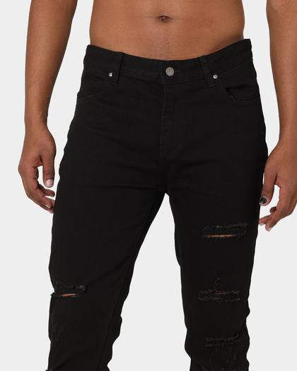 Carré Rugueux Distressed Skinny Jeans Black