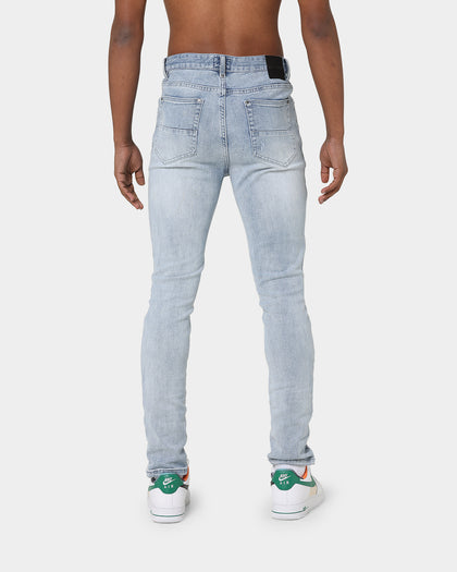 Carré Rugueux Distressed Skinny Jeans Light Blue
