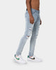 Carré Rugueux Distressed Skinny Jeans Light Blue