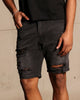 Saint Morta Destroyer Distressed Shorts Vintage Black