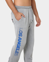 Majestic Athletic Los Angeles Dodgers Solarised Contrast Logo Track Pants Warm Grey