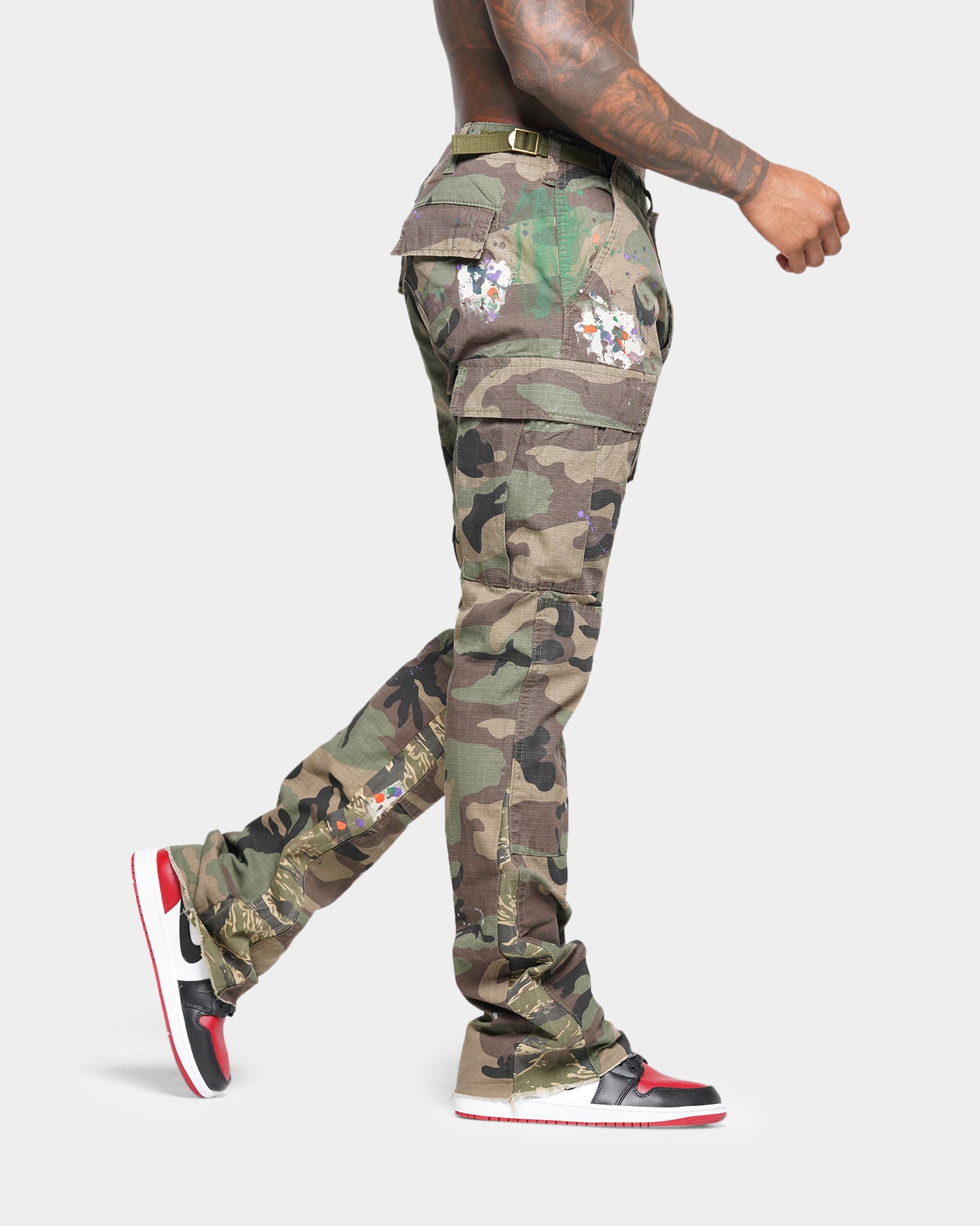MNML Bootcut Contrast Cargo Pants Camo | Culture Kings