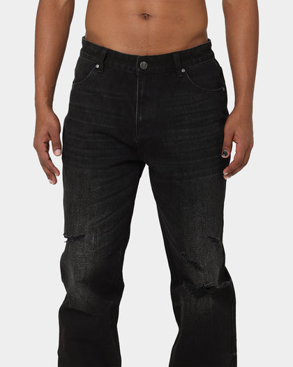Carré Bouffant Distressed Jeans Washed Black