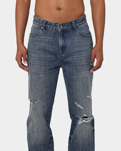 Carré Bouffant Distressed Jeans Vintage Blue