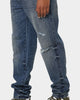 Carré Bouffant Distressed Jeans Vintage Blue