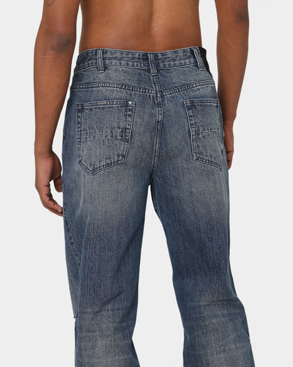 Carré Bouffant Distressed Jeans Vintage Blue