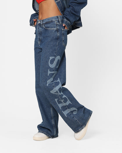 Tommy Jeans Women's Claire High Rise Wide Leg Logo Jeans Denim Medium 02