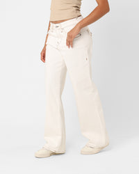 True Religion Women's Low Slung Baggy Jeans Ecru
