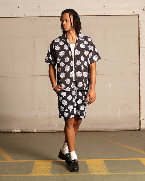 Saint Morta Vintage Rose Beach Shorts Black