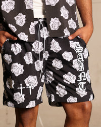 Saint Morta Vintage Rose Beach Shorts Black