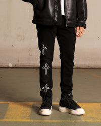 Saint Morta Daggers Skinny Jeans Black
