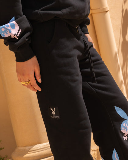 Playboy By Culture Kings Lit Bunny Track Pants Black