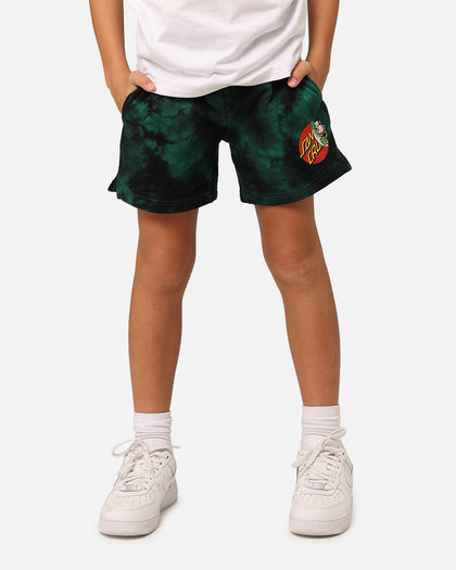 Santa Cruz Kids' Beware Dot Tie Dye Track Shorts Green Tie Dye