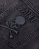 Saint Morta Skull And Bones Denim Shorts Vintage Black