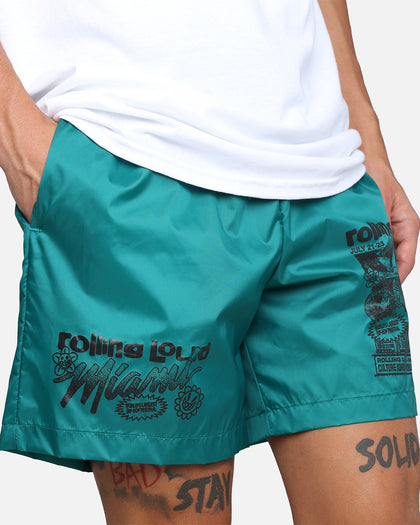 Rolling Loud Miami 23 Beach Shorts Cyan