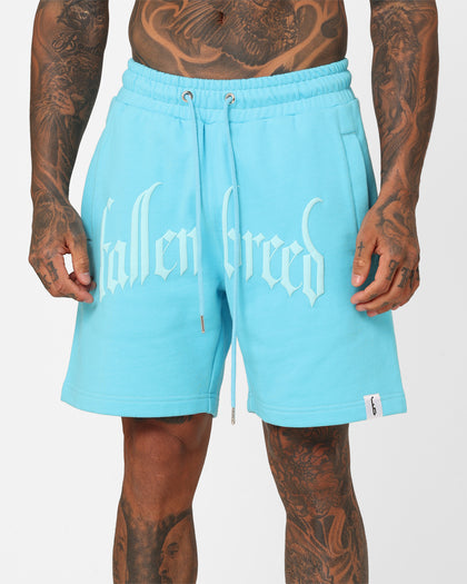 Fallen Breed Puff Logo Zip Sweat Shorts Aqua