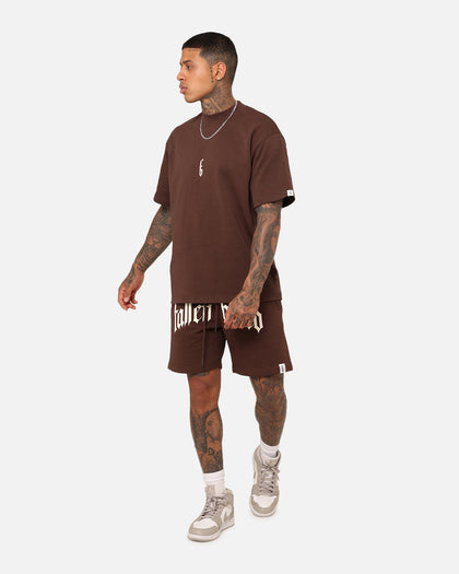 Fallen Breed Puff Logo Zip Sweat Shorts Brown/Off White