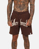 Fallen Breed Puff Logo Zip Sweat Shorts Brown/Off White