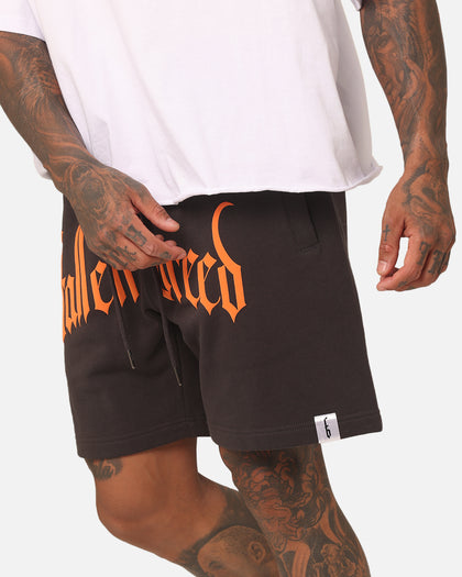 Fallen Breed Puff Logo Zip Sweat Shorts Charcoal/Orange