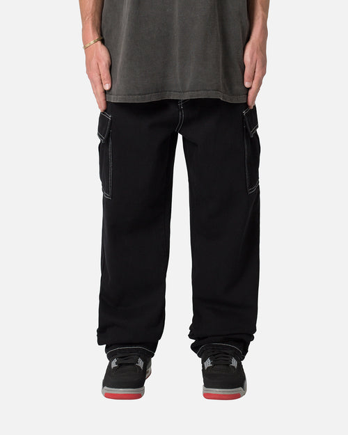 MNML Contrast Ultra Baggy Cargo Denim Jeans Black