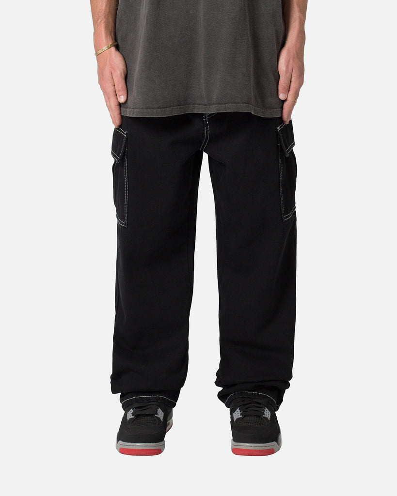 MNML Contrast Ultra Baggy Cargo Denim Jeans Black | Culture Kings