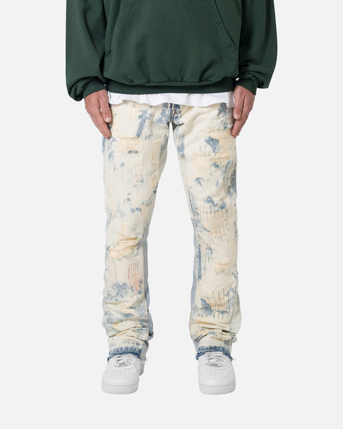 MNML B506 Bleached Flare Denim Jeans Blue
