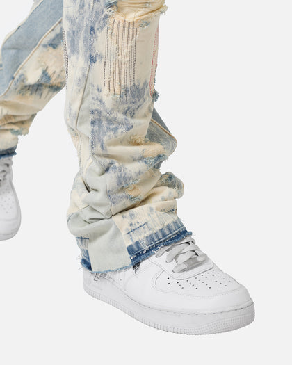 MNML B506 Bleached Flare Denim Jeans Blue