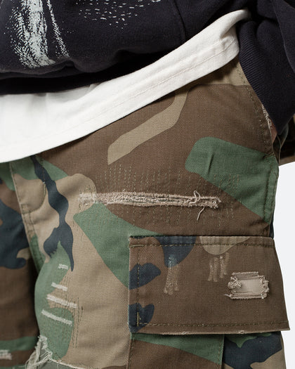 MNML Distressed Cargo Shorts Camo