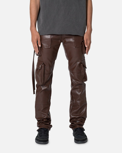 MNML D152 Leather Cargo Pants Brown