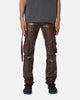 MNML D152 Leather Cargo Pants Brown