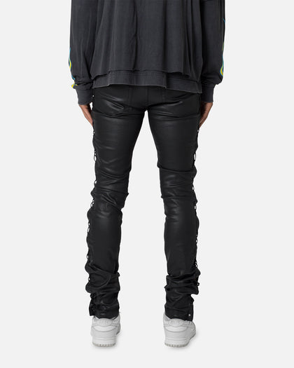 MNML X566 Skinny Leather Lace-Up Pants Black