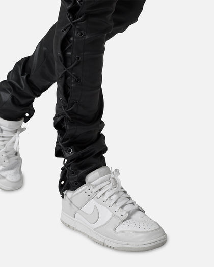 MNML X566 Skinny Leather Lace-Up Pants Black