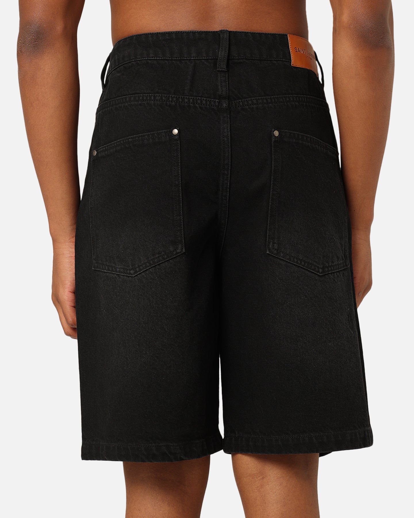 Saint Morta Half Skull Denim Shorts Washed Black | Culture Kings
