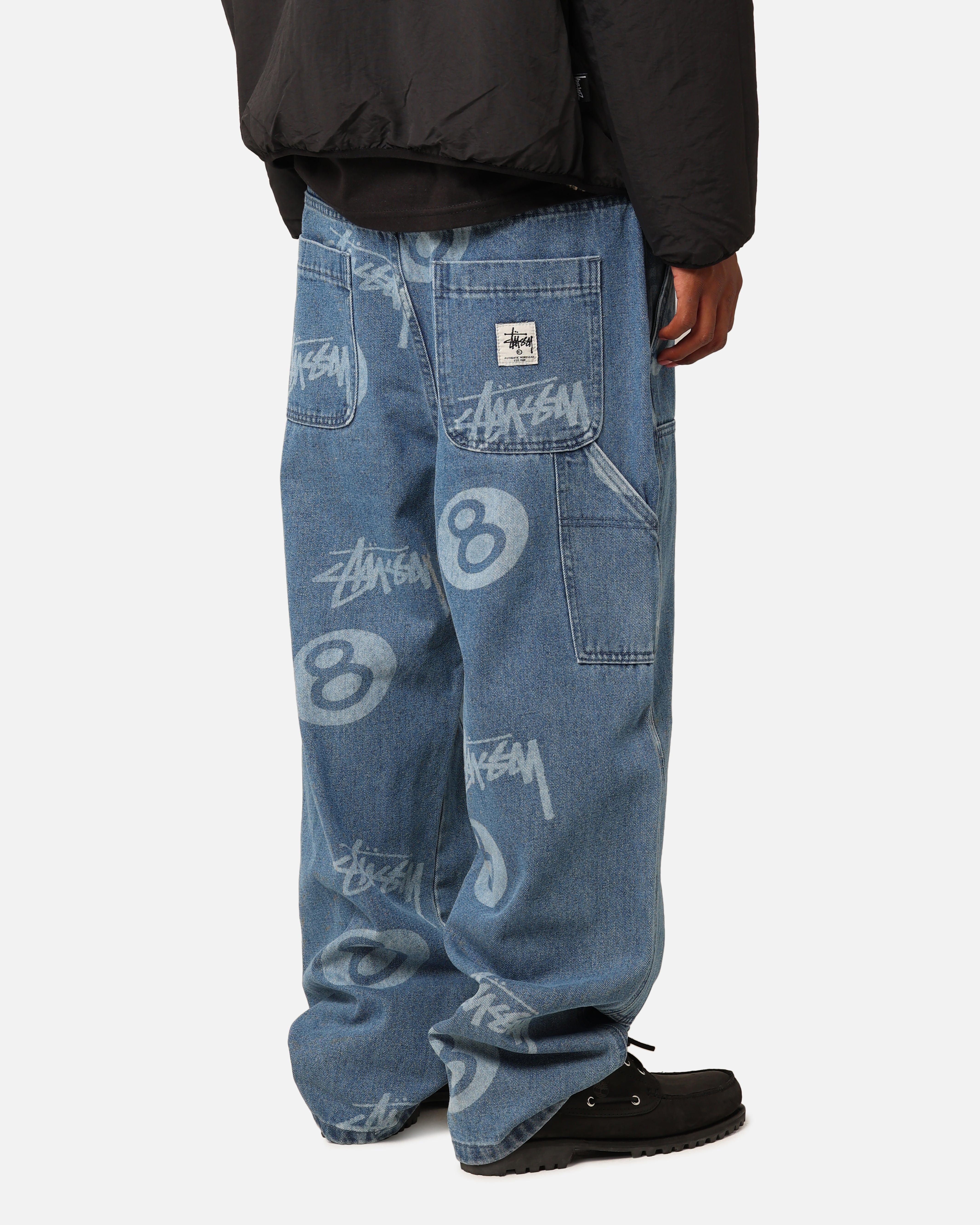 パンツ Stussy 8 Ball Carpenter Double Knee Jean Stüssy Stock 8 Ball Carpenter Jeans Mid Blue Denim | Culture