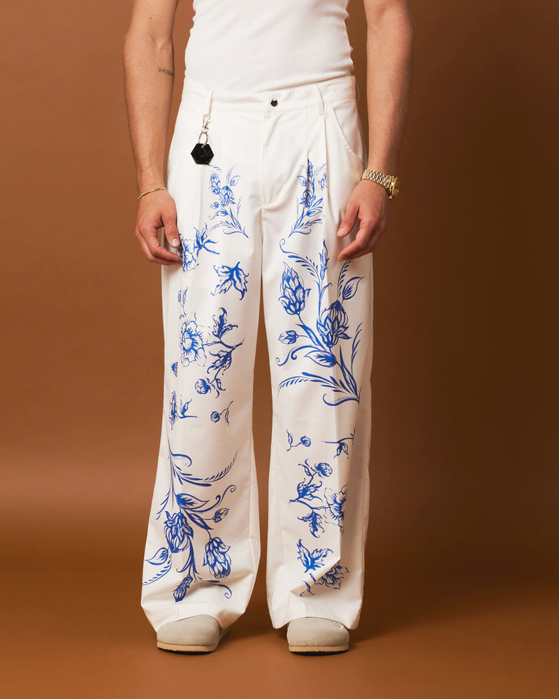 404 Ceramic Flare Trousers Off White