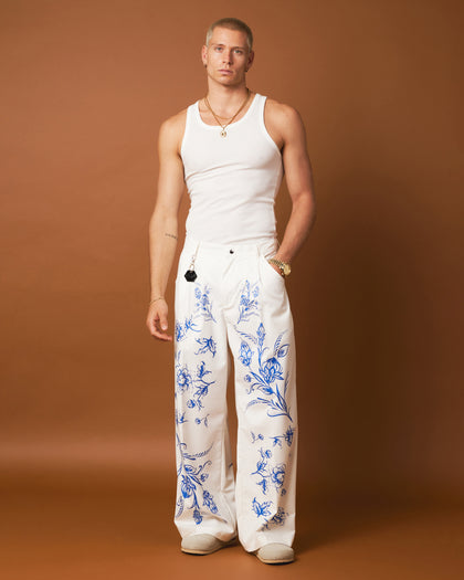 404 Ceramic Flare Trousers Off White
