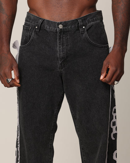 holy pothos jeans Saint Morta Holy Ghost Flared Jeans Black Wash