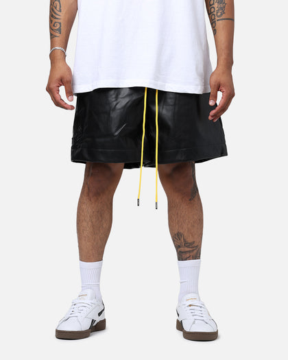 Diet Starts Monday Leather Script Shorts Black