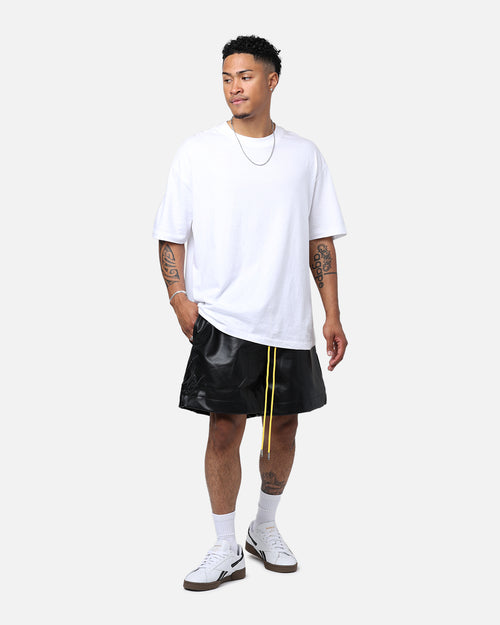 Diet Starts Monday Leather Script Shorts Black