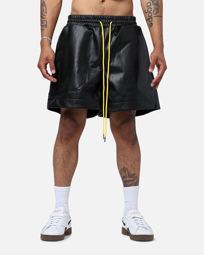 Diet Starts Monday Leather Script Shorts Black