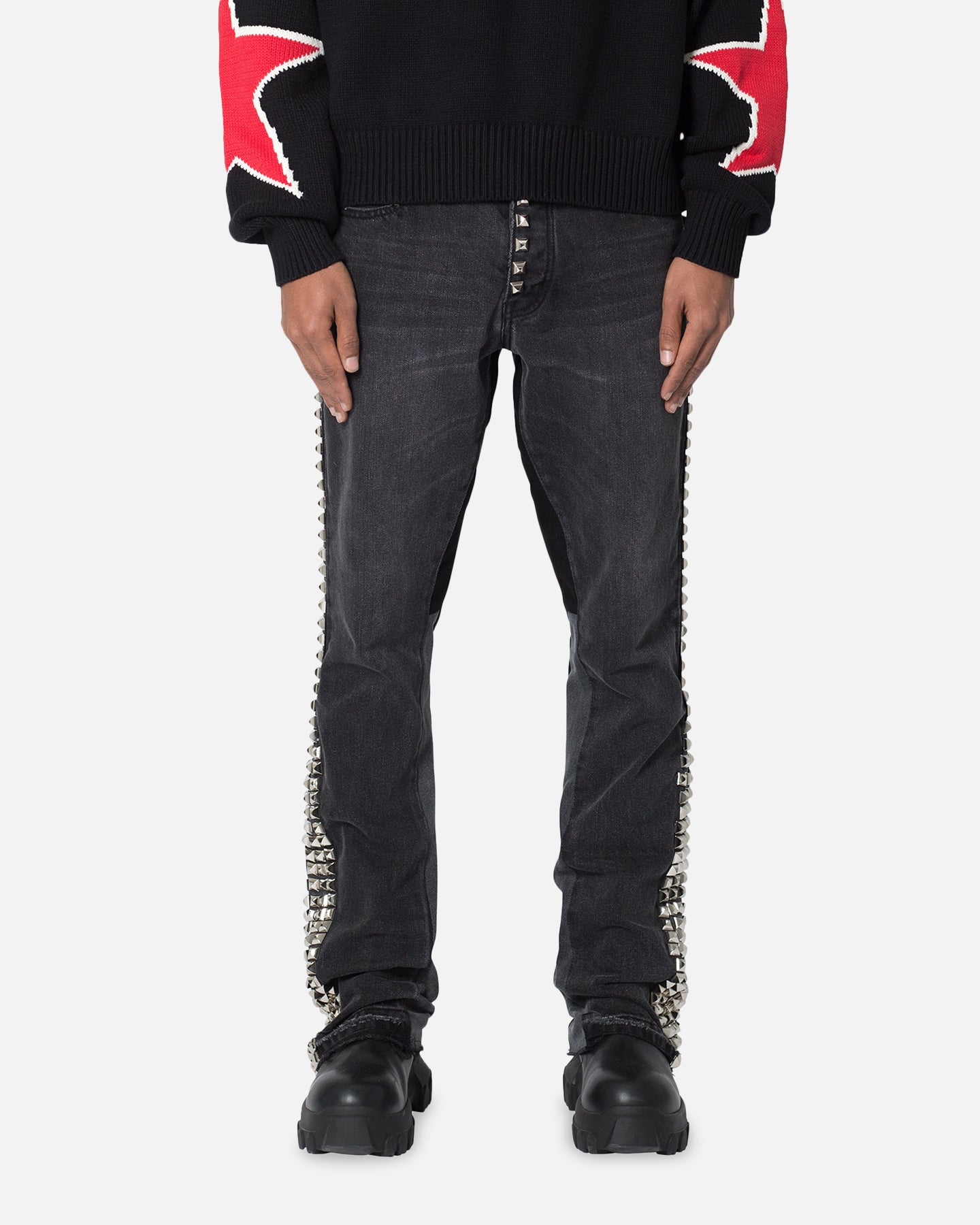 【BLACK】Studs denim pants STUDDED DENIM PANTS【BLACK】 | SHIKITARI
