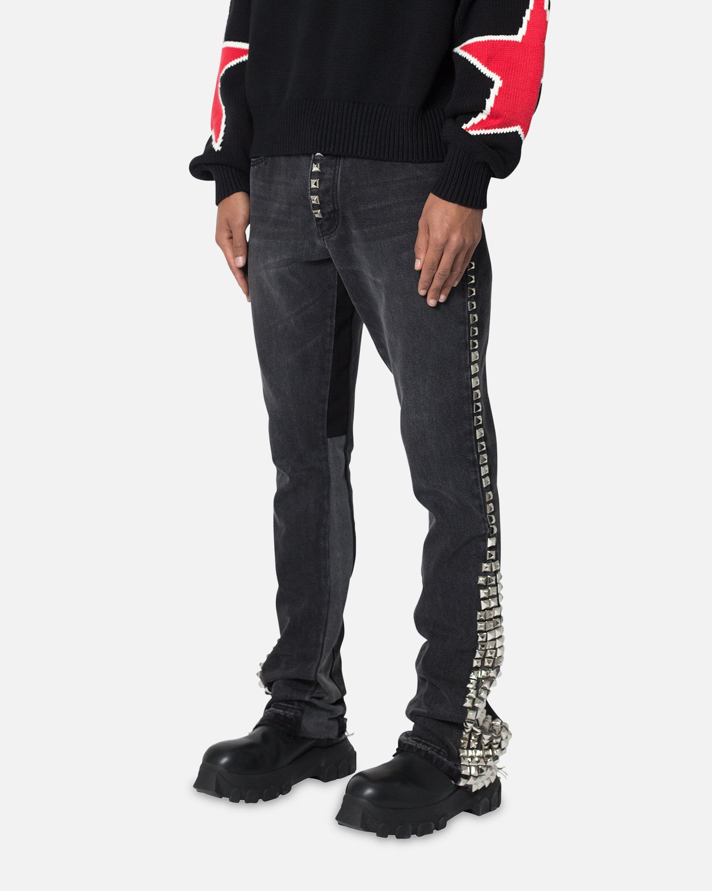 MNML B572 Studded Flare Denim Jeans Black | Culture Kings
