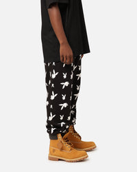 Playboy Gold All Over Bunny Track Pants Black